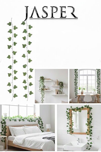 JASPER 3 Adet Dekoratif Yapay Sarmaşık 2.30 Metre Yeşil Yapraklı Yapay Sarmaş...