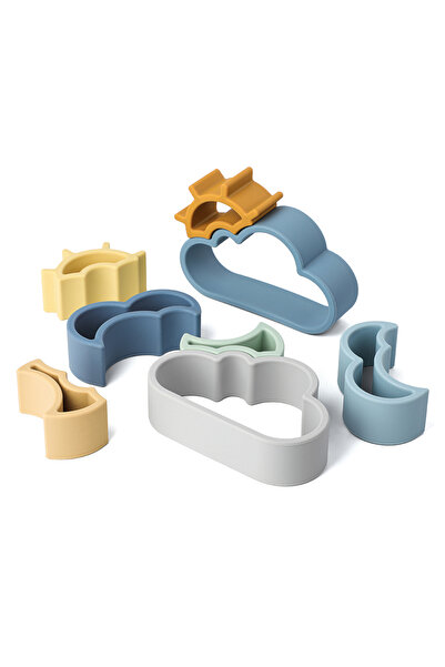 Pitikot Montessori Silicone Shapes Set – Clouds and Sun, Stackable, Sensory Toy for Children