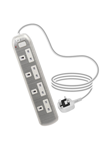 Green Home KSA Green Home Power Extension Socket 4 Gang 5 Mtr Cable - Silver Color