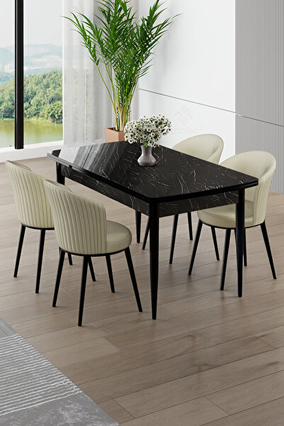 Canisa Asfel Serisi MDF 77x130 Siyah Mermer Desen Yandan Açılabilir Mutfak Ma...