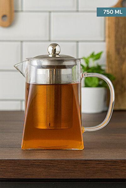 Genel Markalar 750 ml Borosilikat Cam Demlik – Metal Süzgeçli, Isıya Dayanıkl...