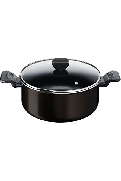 TEFAL Simply Clean Pot with Lid B5674653, 4.5 L, 24 cm, Aluminum, Black