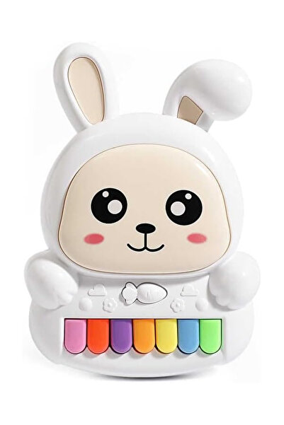 OEM Interactive toy piano for children in the shape of a bunny, white