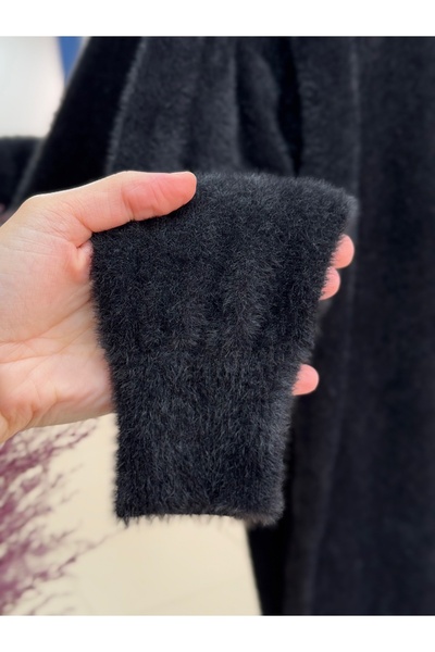 MİHRA STORE Fabiana Side Slits Long Soft Sweater-ZI5255 Black