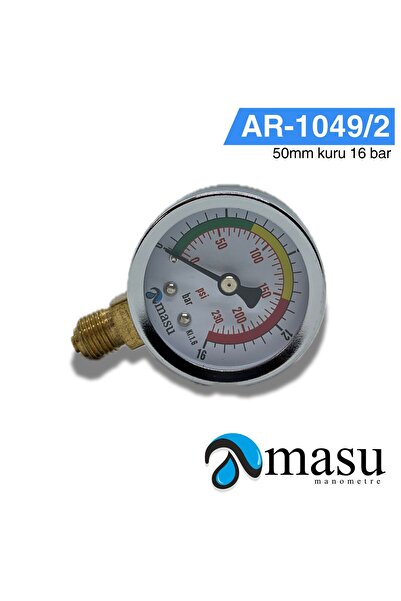 Arus MANOMETRE 50 MM KURU 16 BAR ALTTAN BAĞLANTILI
