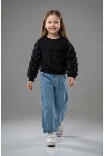 İncilay Kids Set de pantaloni de sport cu detaliu trandafir pentru fete