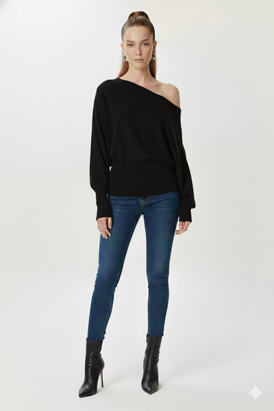 fiolin Off Shoulder Knitwear Sweater