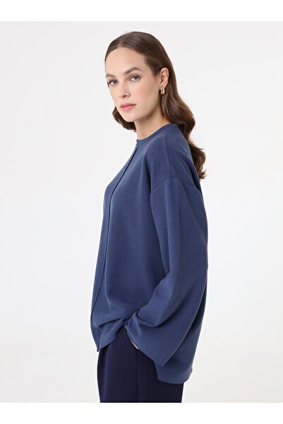 Benin Oversized Sweatshirt with Stitching Detail - Dark Night -