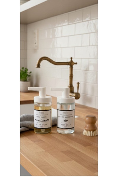 PİNK DREAM 2 li Cam Sıvı Sabun Ve Bulaşık Deterjanı Şişesi