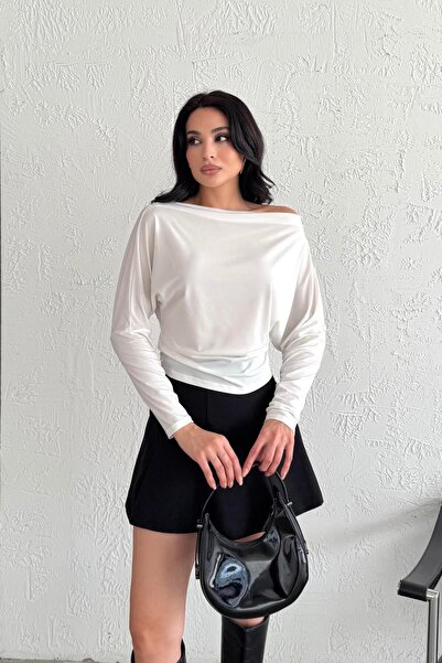 Serica Moda White Boat Neck Off Shoulder Blouse