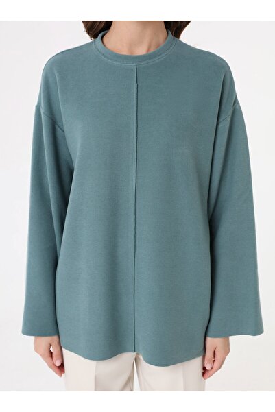 Benin Φούτερ oversized με λεπτομέρεια ραφής - Νεροπράσινο -