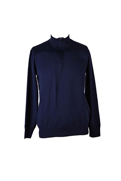 trender Half Zipper Navy Blue Men's Sweater Alp01