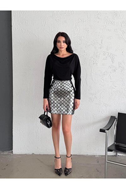 Serica Moda Срібна міні-спідниця з паєтками