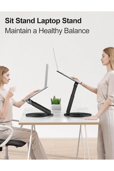 tounee Telescopic Laptop Stand - 360° Swivel, Height Adjustable 2.1"–21", for 10–17" Laptops (B