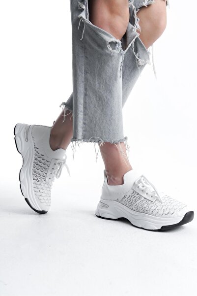 asmi shoes Women's Rocco White Knitwear Stone Sports Shoes & Sneakers