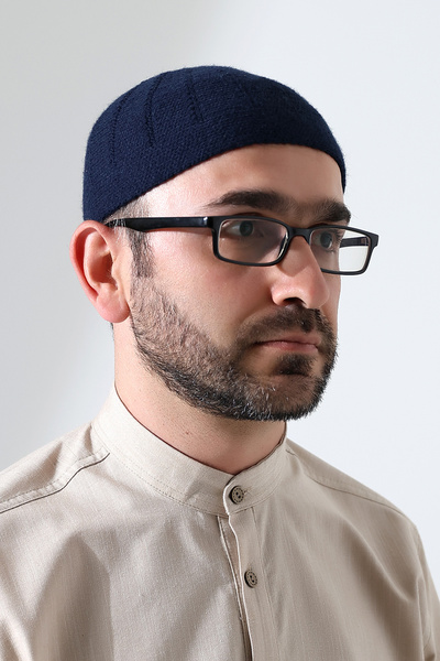 ihvan online Orlon Knitted Winter Wool Beret Hat Plain Navy Blue