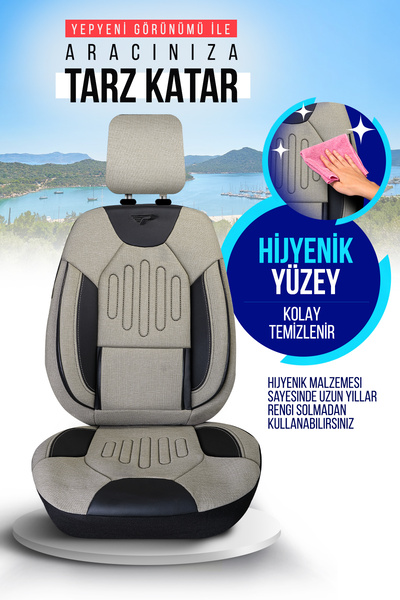 Panda Kılıf Panda Vibe Series Linen Fabric Car Seat Cover - Full Set