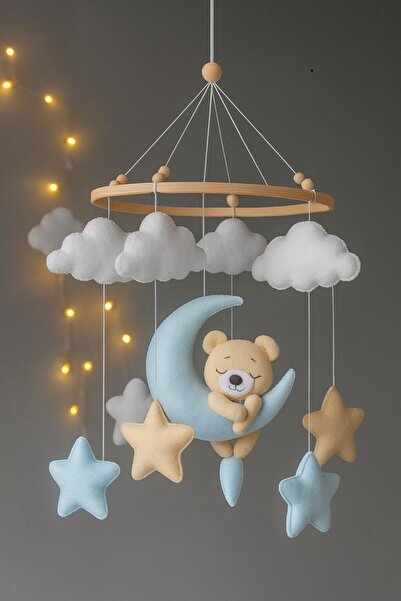 FN Keçe Bebek Beşik Dönencesi | El Yapımı | Pastel Tonlarda Bebek Odası Süsü | Montessori Uyumlu