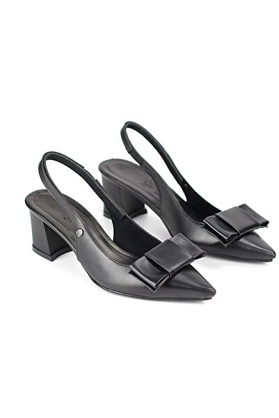 Gökhan Talay Nira Flexible Soft Non-Slip Sole (4 cm) Black Skin Light Elastic Women's Thick Heeled Shoes K