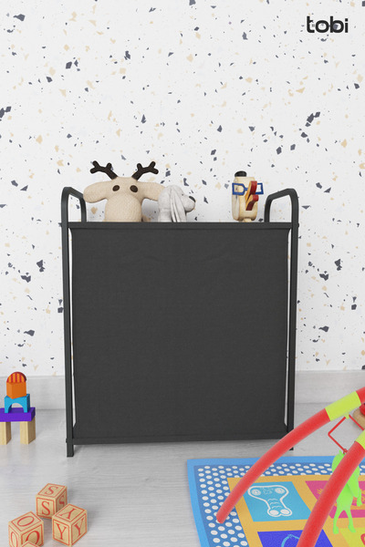 Tobi Oyuncak Sepeti Kirli Sepet Düzenleyici Raflı Büyük Boy Metal Dayanıklı B...