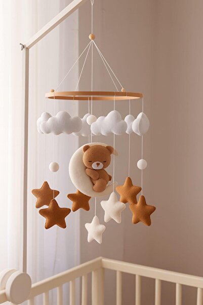 FN Keçe Bebek Beşik Dönencesi | El Yapımı | Pastel Tonlarda Bebek Odası Süsü ...