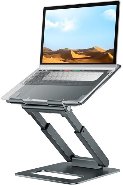 tounee LS07 Telescopic Adjustable Laptop Stand for Desk - Ergonomic Riser, 10–17" Gray