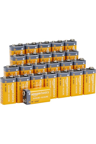 Amazon basics بطاريات قلوية يومية 9 فولت، 24 قطعة (9V/6LR61)