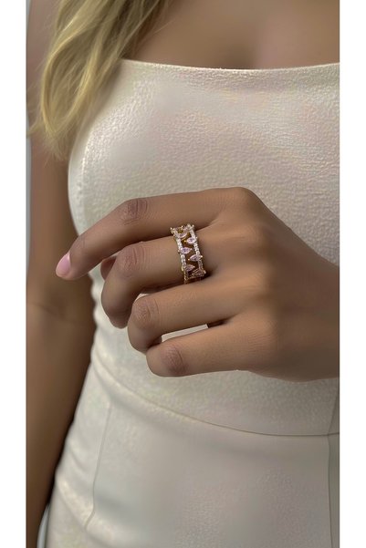 İNN JEWELLERY Steel Ring Does Not Tarnish (Size 6) with Pink Stone (2 Years Importer Warranty)