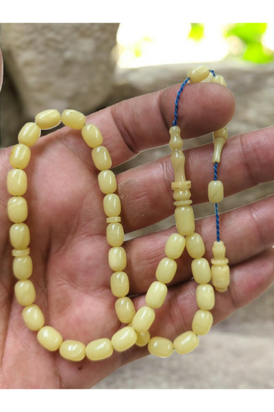 İnan Tesbih Sima Amber Lemon Color Ringed Model Capsule Cut Rosary