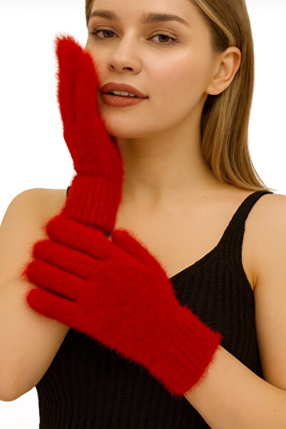 CapZone Red Women's Plush Gloves - Soft Textured Warm Winter Gloves
