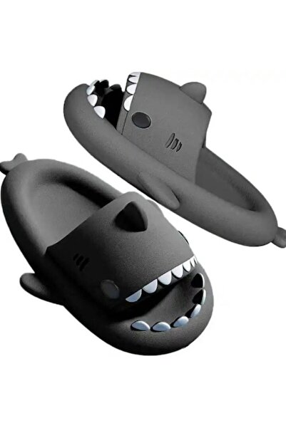 ADLUMUS Slippers for girls and boys, shark design / baby shark, BLACK, 28-29 EU