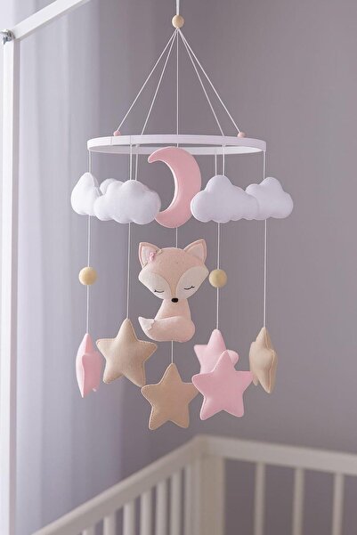 FN Keçe Bebek Beşik Dönencesi | El Yapımı | Pastel Tonlarda Bebek Odası Süsü ...