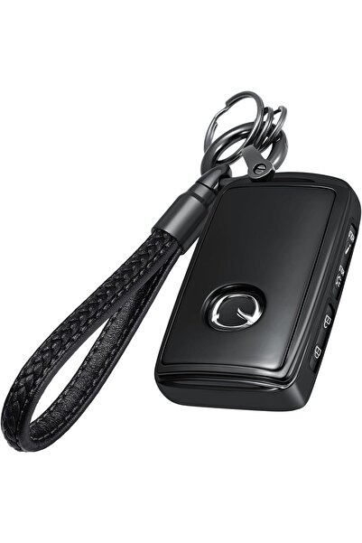 Generic Lcyam Key Fob Cover with Leather Key Holder for Mazda (2-4 Button)