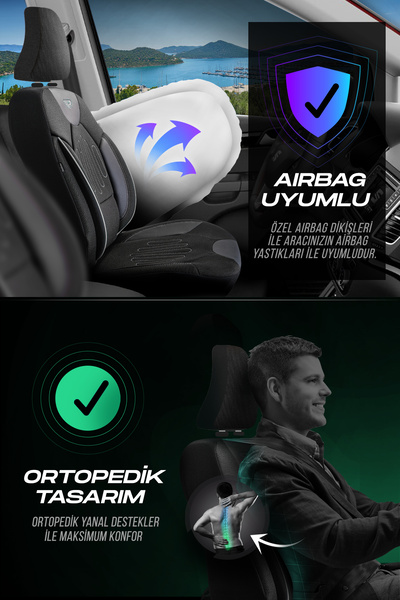 Panda Kılıf Panda Vibe Series Linen Fabric Car Seat Cover - Full Set