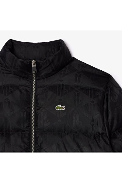 Lacoste Men's Mock Neck Monogram Black Coat Bh4004-031