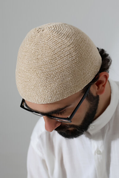 ihvan online Χειμερινό βελούδινο καπέλο με απλό σχέδιο - κρεμ