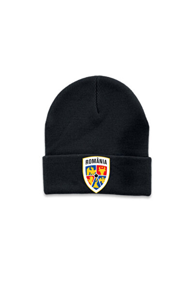 MODA Echipa de fotbal din România cu imprimeu șapcă de iarnă pliabilă neagră