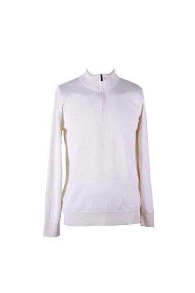 trender Half Zipper Cream Men's Sweater Alp01