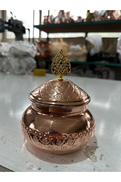 Efe Bakırcılık Bakır tabak şekerlik kırmızı