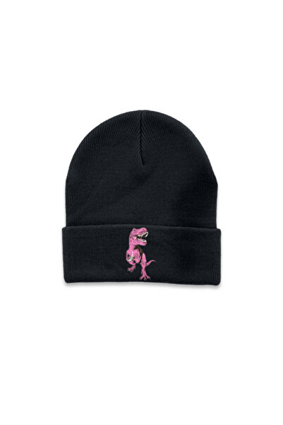 MODA Pink Dragon cu imprimeu Căciulă de iarnă pliată neagră