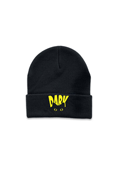 MODA قبعة شتوية قابلة للطي باللون الأسود من Dark Cat مطبوع