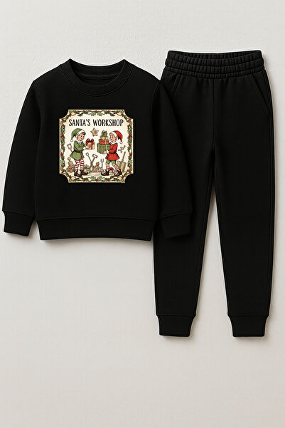 MODA طقم ملابس رياضية للأطفال لعيد الميلاد 2026 سانتا كلوز مطبوع برقبة دائرية...