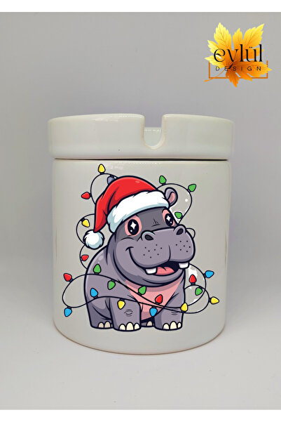 Eylül Design نمر لطيف يرتدي قبعة رأس السنة مطبوع، منفضة سجائر سيراميكية عديمة...