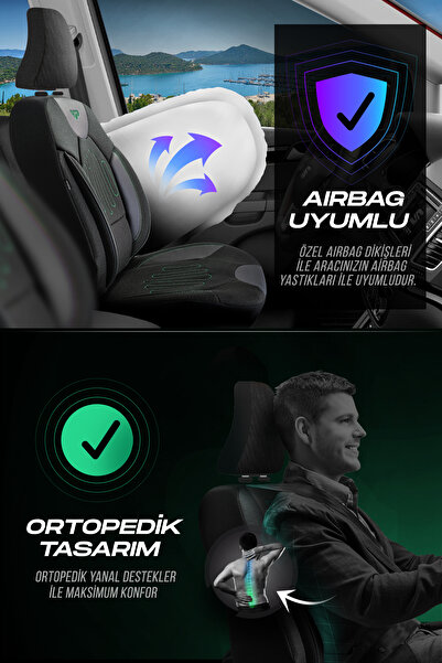 Panda Kılıf Panda Vibe Series Linen Fabric Car Seat Cover - Full Set