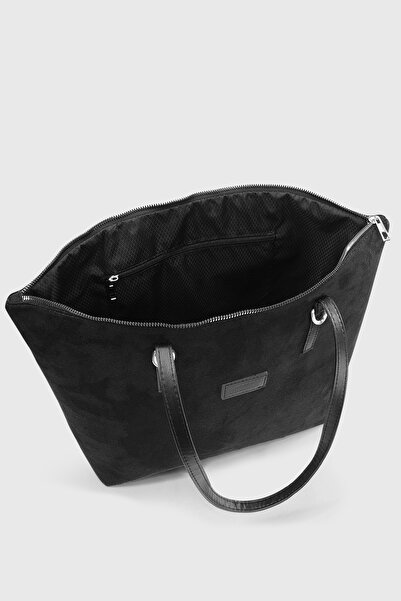 Housebags حقيبة تسوق نسائية من جلد الغزال باللون الأسود
