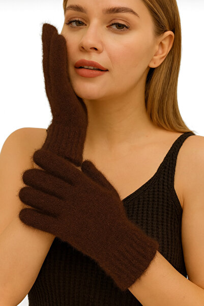 CapZone Brown Women's Plush Gloves - Soft Textured Warm Winter Gloves