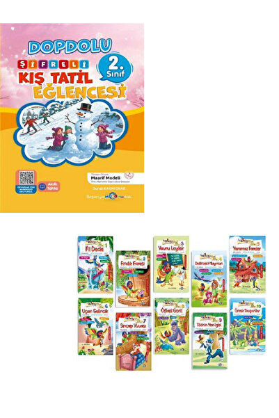 Mavi Boncuk 2.Sınıf Dopdolu Şifreli Kış Tatil Kitabı + Papağan Pinkonun 10'Lu...