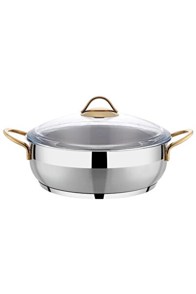 ÖNCÜ MUTFAK EŞYALARI PASLANMAZ ÇELİK GOLD 30 CM BASIK TENCERE