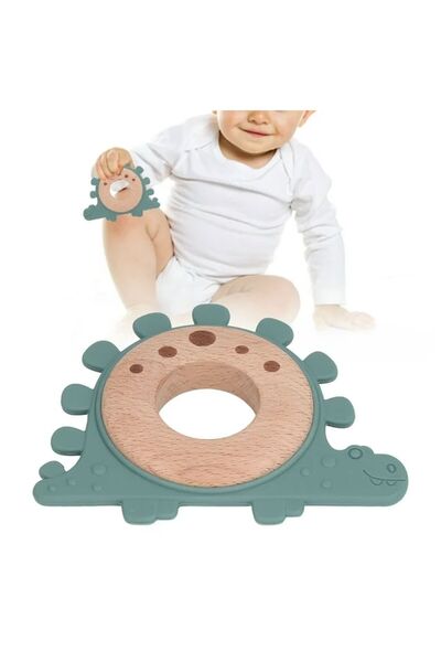 Pitikot Teething Toy, Wood and Silicone, Safe for Babies