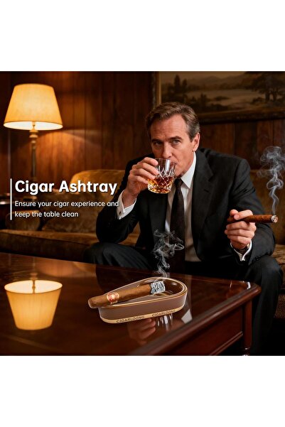 CIGARLOONG Cigar Ashtray Single Classic Ceramic (Black)